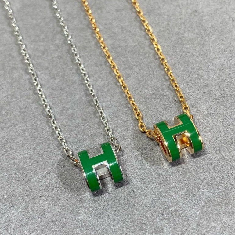 [Novalux]POP H GREEN NECKLACE SILVER AND GOLD