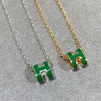 [Novalux]POP H GREEN NECKLACE SILVER AND GOLD