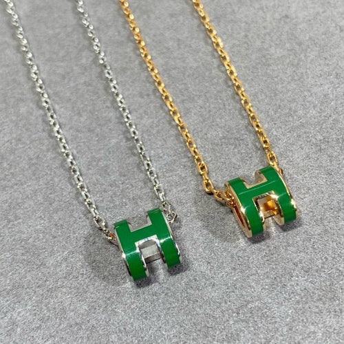 [Novalux]POP H GREEN NECKLACE SILVER AND GOLD