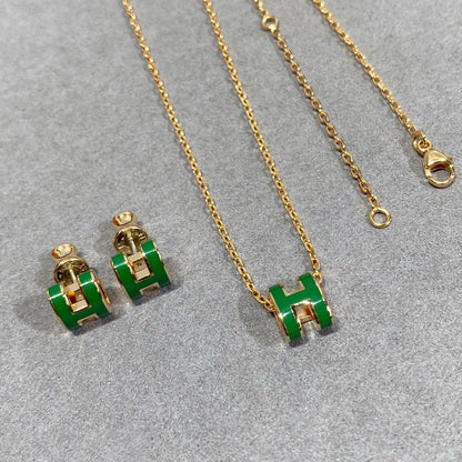 [Novalux]POP H GREEN NECKLACE SILVER AND GOLD