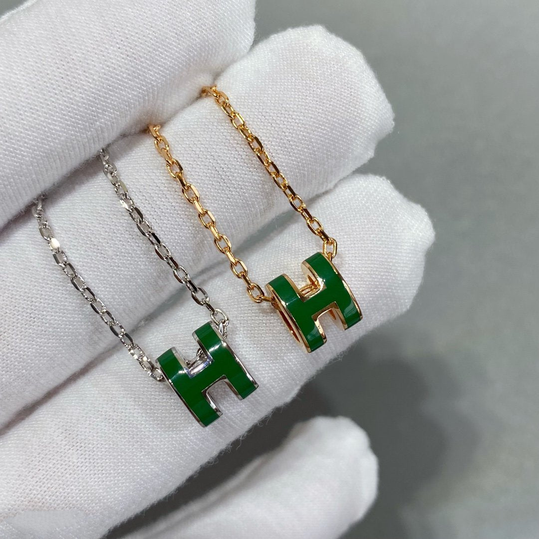 [Novalux]POP H GREEN NECKLACE SILVER AND GOLD