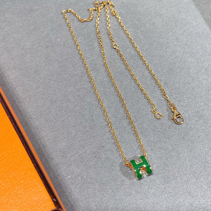 [Novalux]POP H GREEN NECKLACE SILVER AND GOLD