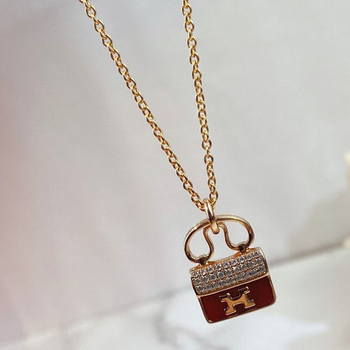 [Novalux]CONSTANCE RED PEDANT ROSE GOLD NECKLACE