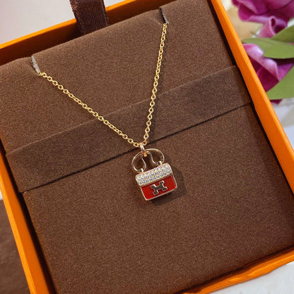[Novalux]CONSTANCE RED PEDANT ROSE GOLD NECKLACE