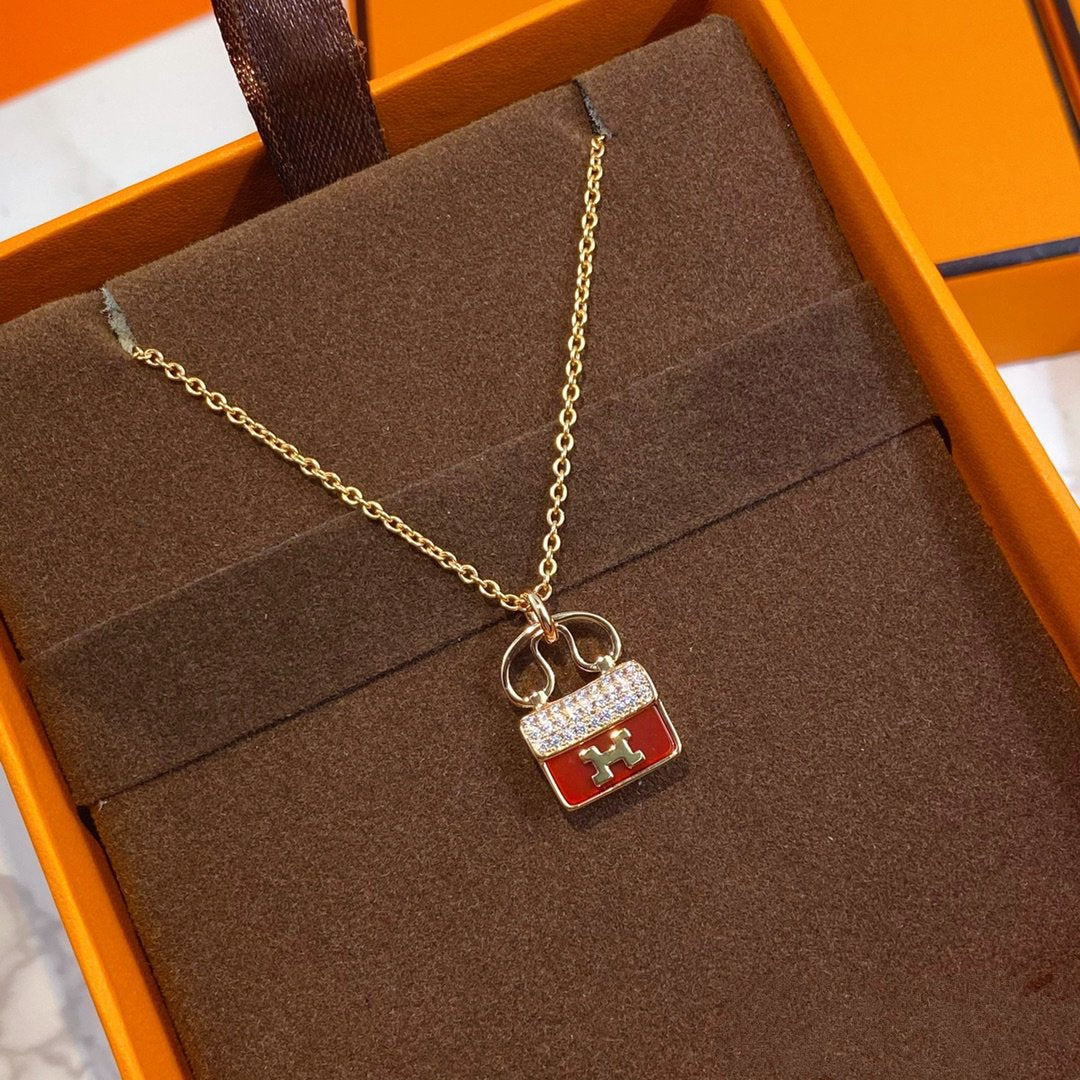 [Novalux]CONSTANCE RED PEDANT ROSE GOLD NECKLACE