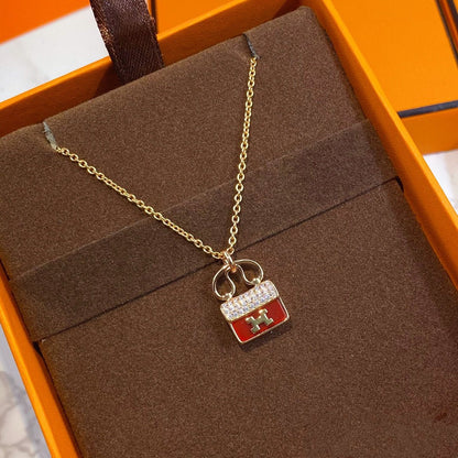 [Novalux]CONSTANCE RED PEDANT ROSE GOLD NECKLACE