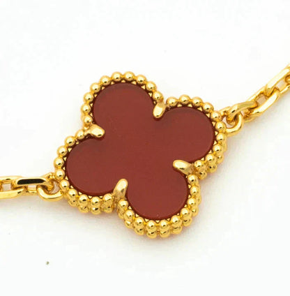[Novalux]LUCKY CLOVER 5-MOTIF BRACELET - RED CARNELIAN COLLECTION