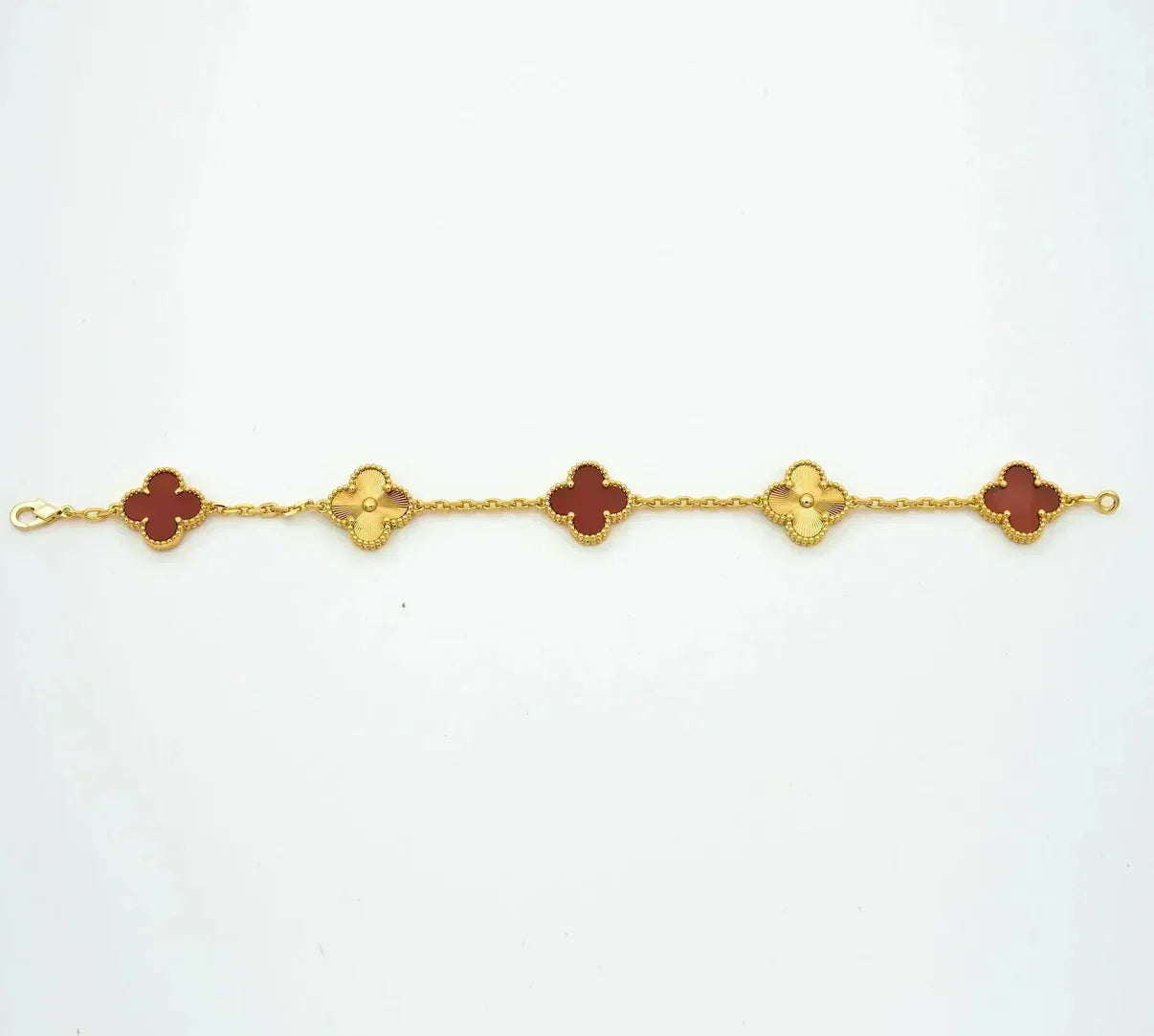 [Novalux]LUCKY CLOVER 5-MOTIF BRACELET - RED CARNELIAN COLLECTION