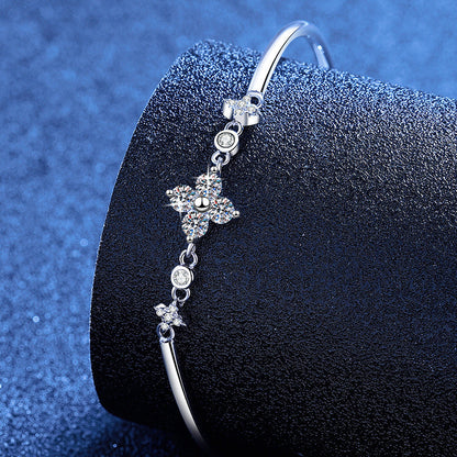 [Novalux]CLOVER & TWIN-STAR MOISSANITE BRACELET
