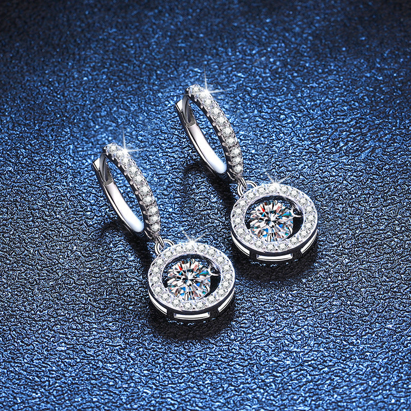 [Novalux]DANCING MOISSANITE HALO DROP HOOP EARRINGS