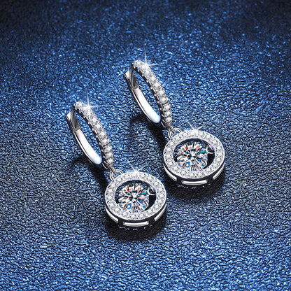 [Novalux]DANCING MOISSANITE HALO DROP HOOP EARRINGS