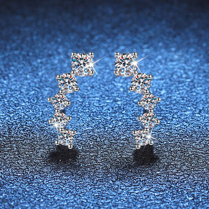 [Novalux]SPARKLING SMILE ARC MOISSANITE STUD EARRINGS