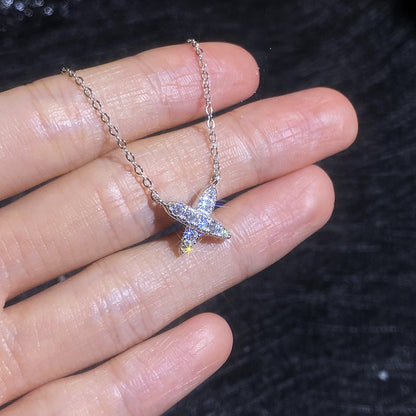 [Novalux]MODERN X-SHAPE PAVÉ MOISSANITE NECKLACE