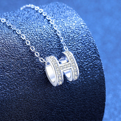 [Novalux]FULL-PAVE "H" MOISSANITE PENDANT NECKLACE