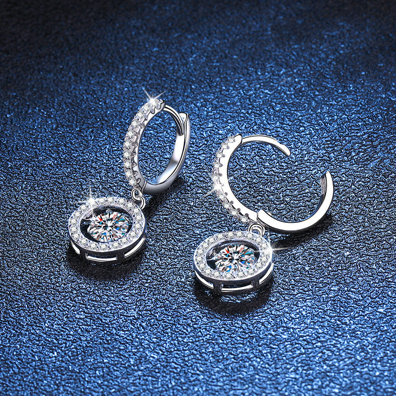 [Novalux]DANCING MOISSANITE HALO DROP HOOP EARRINGS