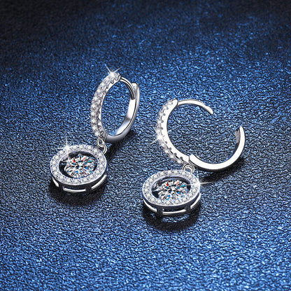 [Novalux]DANCING MOISSANITE HALO DROP HOOP EARRINGS