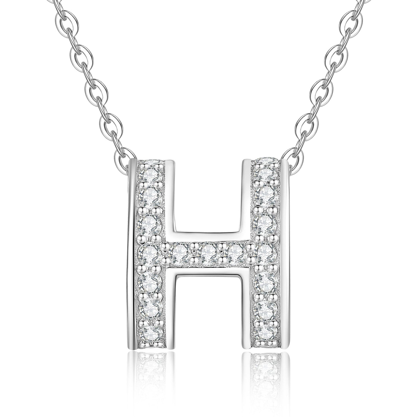 [Novalux]FULL-PAVE "H" MOISSANITE PENDANT NECKLACE