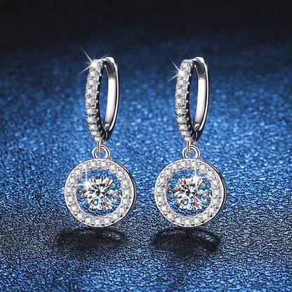 [Novalux]DANCING MOISSANITE HALO DROP HOOP EARRINGS