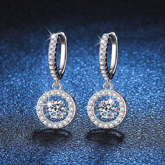 [Novalux]DANCING MOISSANITE HALO DROP HOOP EARRINGS