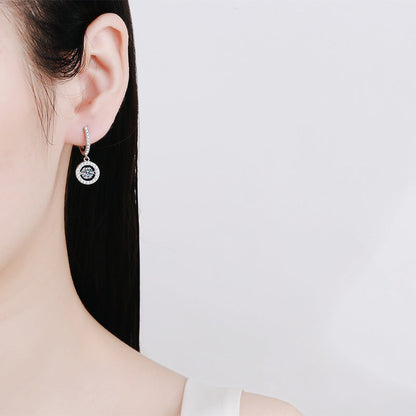 [Novalux]DANCING MOISSANITE HALO DROP HOOP EARRINGS