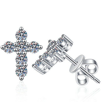 [Novalux]SPARKLING CROSS MOISSANITE STUD EARRINGS