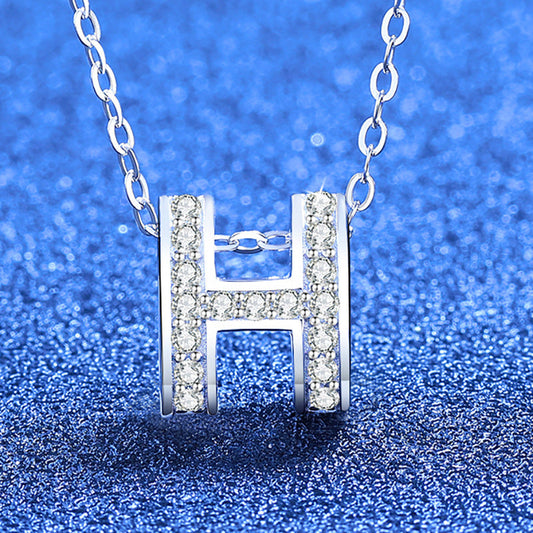 [Novalux]FULL-PAVE "H" MOISSANITE PENDANT NECKLACE