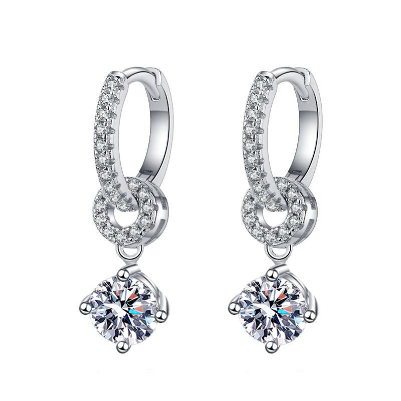 [Novalux]INTERLOCKING DOUBLE RING MOISSANITE DROP EARRINGS