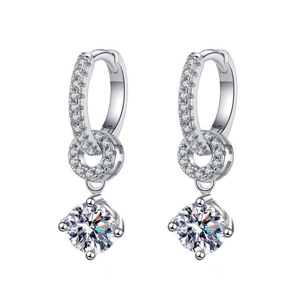 [Novalux]INTERLOCKING DOUBLE RING MOISSANITE DROP EARRINGS