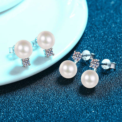 [Novalux]ELEGANT NATURAL PEARL & MOISSANITE DROP EARRINGS