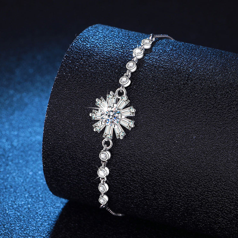 [Novalux]RADIANT ICY CRYSTAL SUNFLOWER MOISSANITE BRACELET