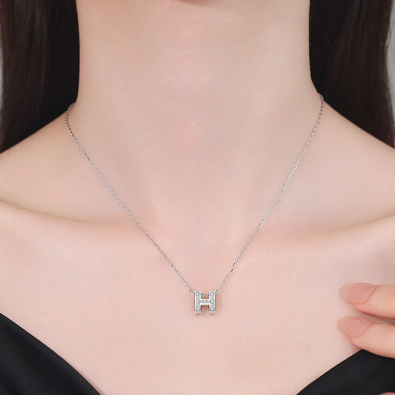 [Novalux]FULL-PAVE "H" MOISSANITE PENDANT NECKLACE