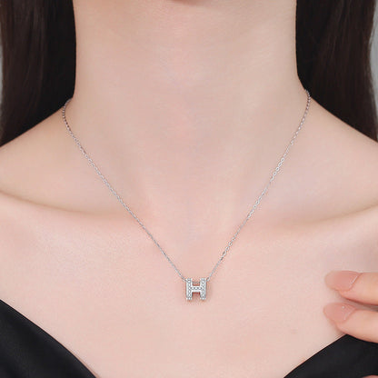 [Novalux]FULL-PAVE "H" MOISSANITE PENDANT NECKLACE
