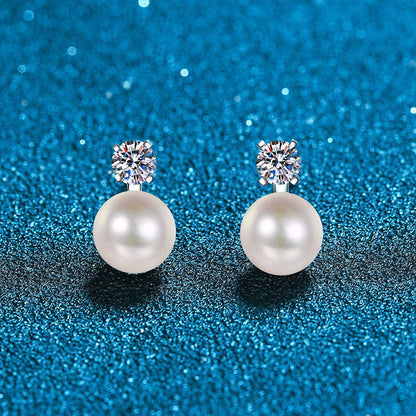 [Novalux]ELEGANT NATURAL PEARL & MOISSANITE DROP EARRINGS