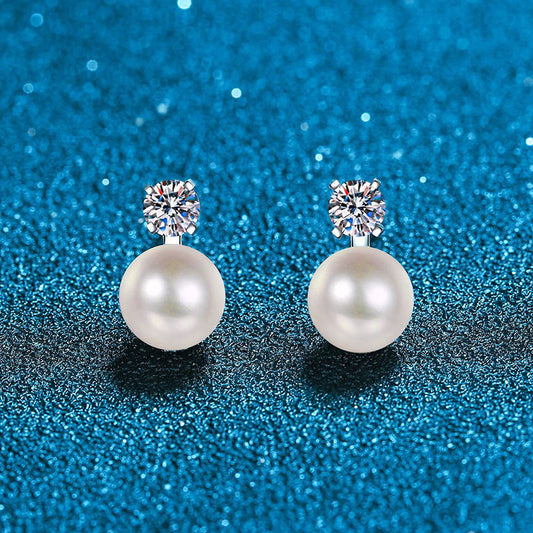 [Novalux]ELEGANT NATURAL PEARL & MOISSANITE DROP EARRINGS