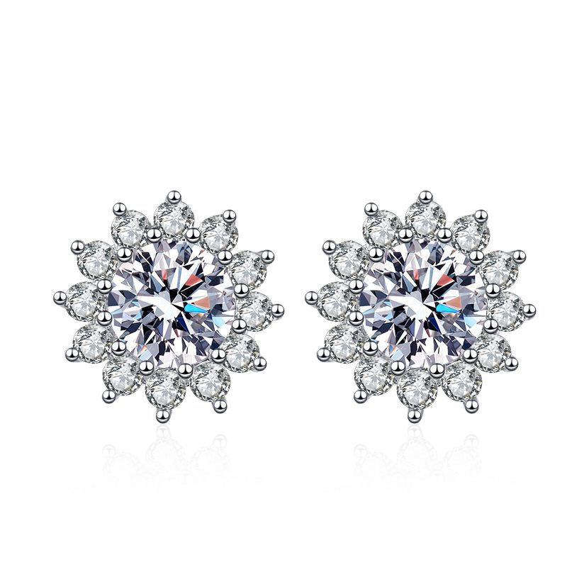 [Novalux]BLOOMING SUNFLOWER MOISSANITE STUD EARRINGS