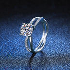[Novalux]ELEGANT 4-PRONG CROSSOVER MOISSANITE ENGAGEMENT RING