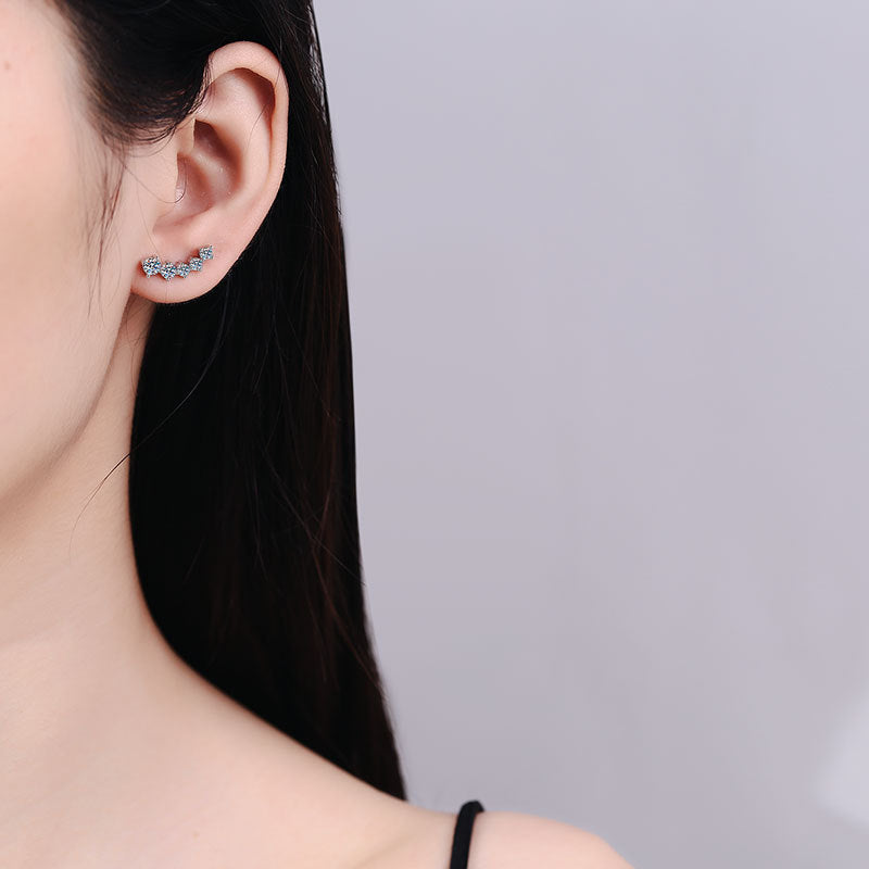 [Novalux]SPARKLING SMILE ARC MOISSANITE STUD EARRINGS