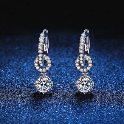 [Novalux]INTERLOCKING DOUBLE RING MOISSANITE DROP EARRINGS