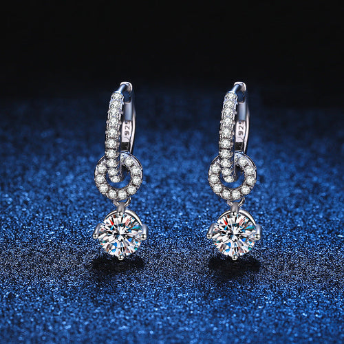 [Novalux]INTERLOCKING DOUBLE RING MOISSANITE DROP EARRINGS