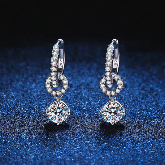 [Novalux]INTERLOCKING DOUBLE RING MOISSANITE DROP EARRINGS