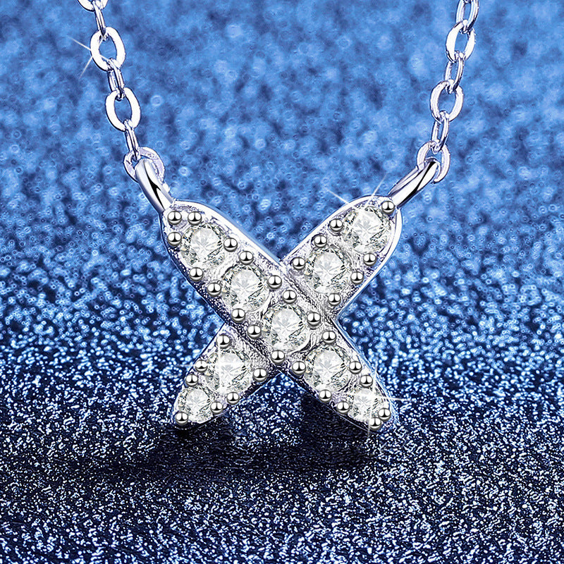 [Novalux]MODERN X-SHAPE PAVÉ MOISSANITE NECKLACE