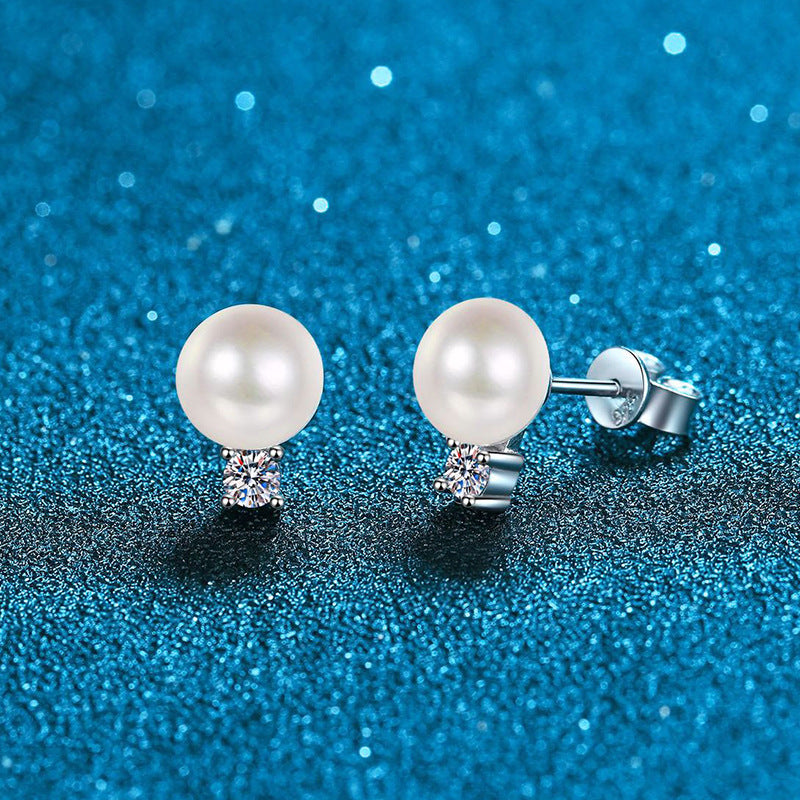 [Novalux]ELEGANT NATURAL PEARL & MOISSANITE DROP EARRINGS