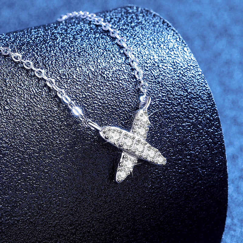 [Novalux]MODERN X-SHAPE PAVÉ MOISSANITE NECKLACE