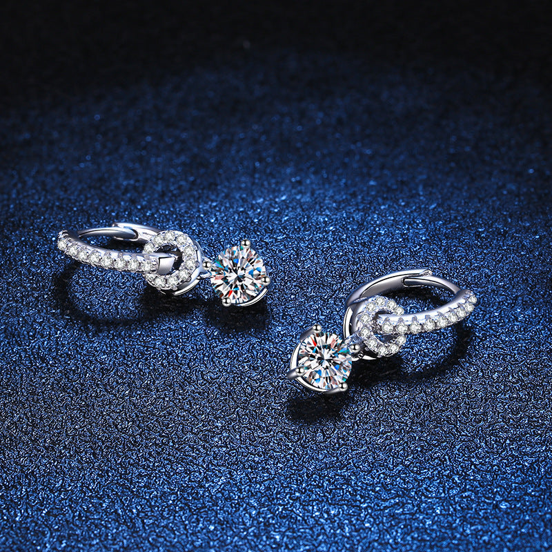 [Novalux]INTERLOCKING DOUBLE RING MOISSANITE DROP EARRINGS