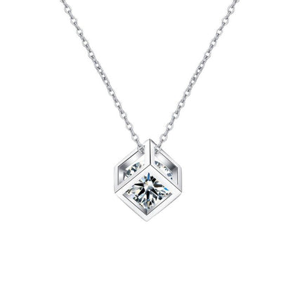 [Novalux]GEOMETRIC SUGAR-CUBE MOISSANITE NECKLACE