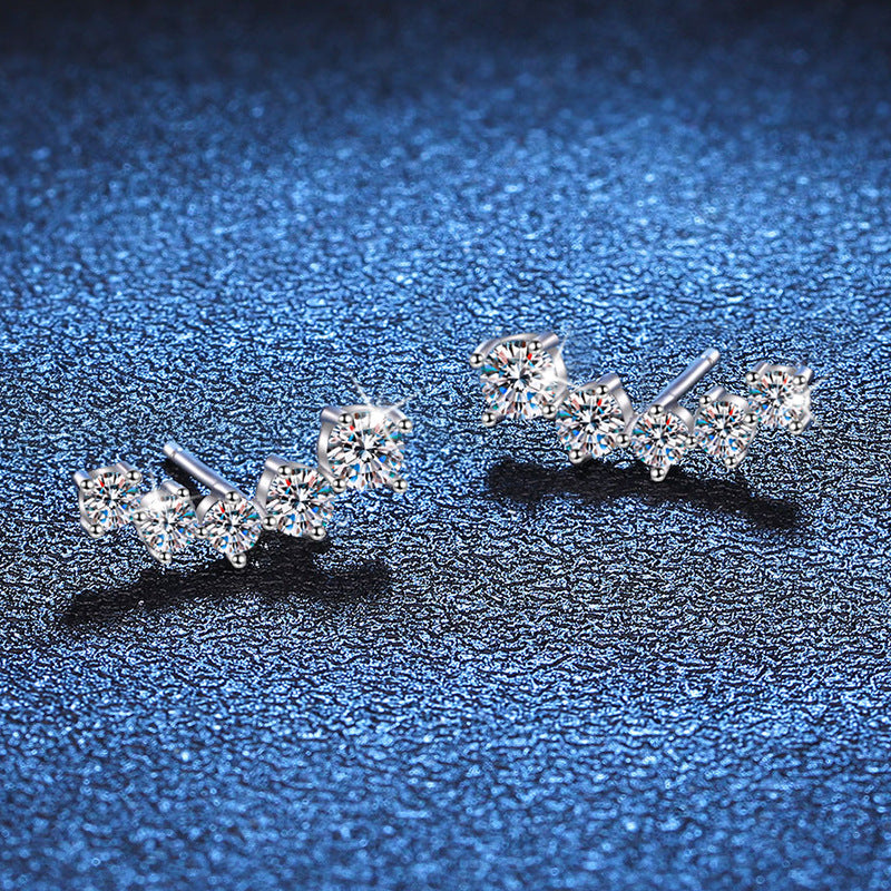 [Novalux]SPARKLING SMILE ARC MOISSANITE STUD EARRINGS