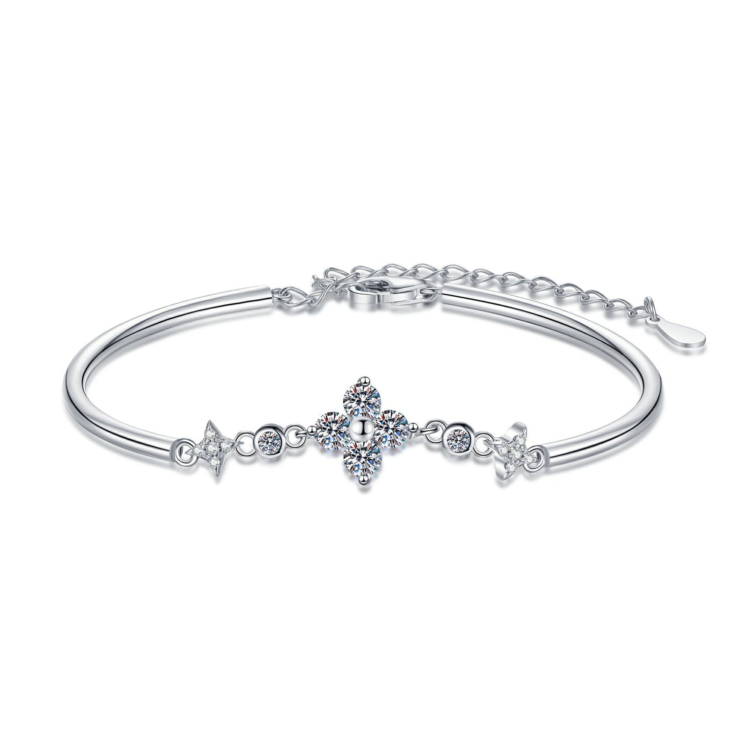 [Novalux]CLOVER & TWIN-STAR MOISSANITE BRACELET