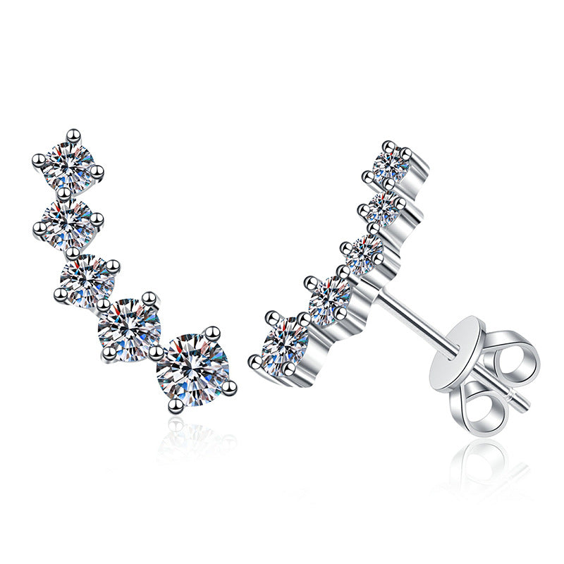 [Novalux]SPARKLING SMILE ARC MOISSANITE STUD EARRINGS