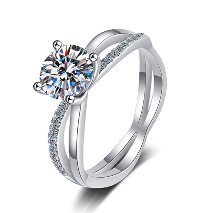 [Novalux]ELEGANT 4-PRONG CROSSOVER MOISSANITE ENGAGEMENT RING