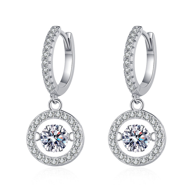 [Novalux]DANCING MOISSANITE HALO DROP HOOP EARRINGS
